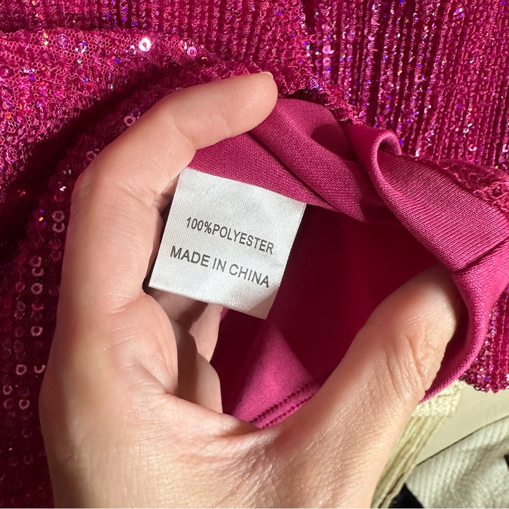 Hello Molly Hot Pink Sequin Static Memory Mini Dr… - image 5